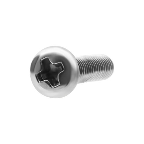 Hopeinen vararuuvi kirurginteräksestä 316L, pituus 8,0 mm ja paksuus 2,5 mm valkoisella taustalla