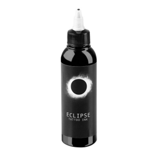 Musta 260 ml Eclipse tatuointiväri pullossa valkoisella taustalla