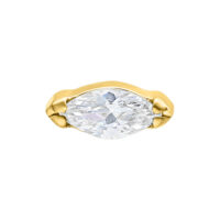 Kultainen pääte kirkkaalla marquise-kristallilla lävistyksiin, 0,8 mm