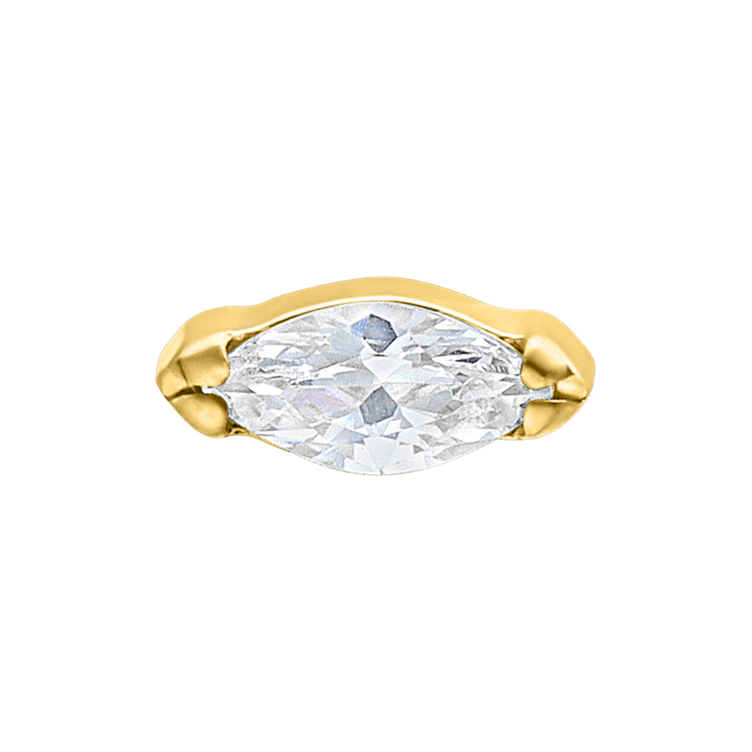 Kultainen pääte kirkkaalla marquise-kristallilla lävistyksiin, 0,8 mm