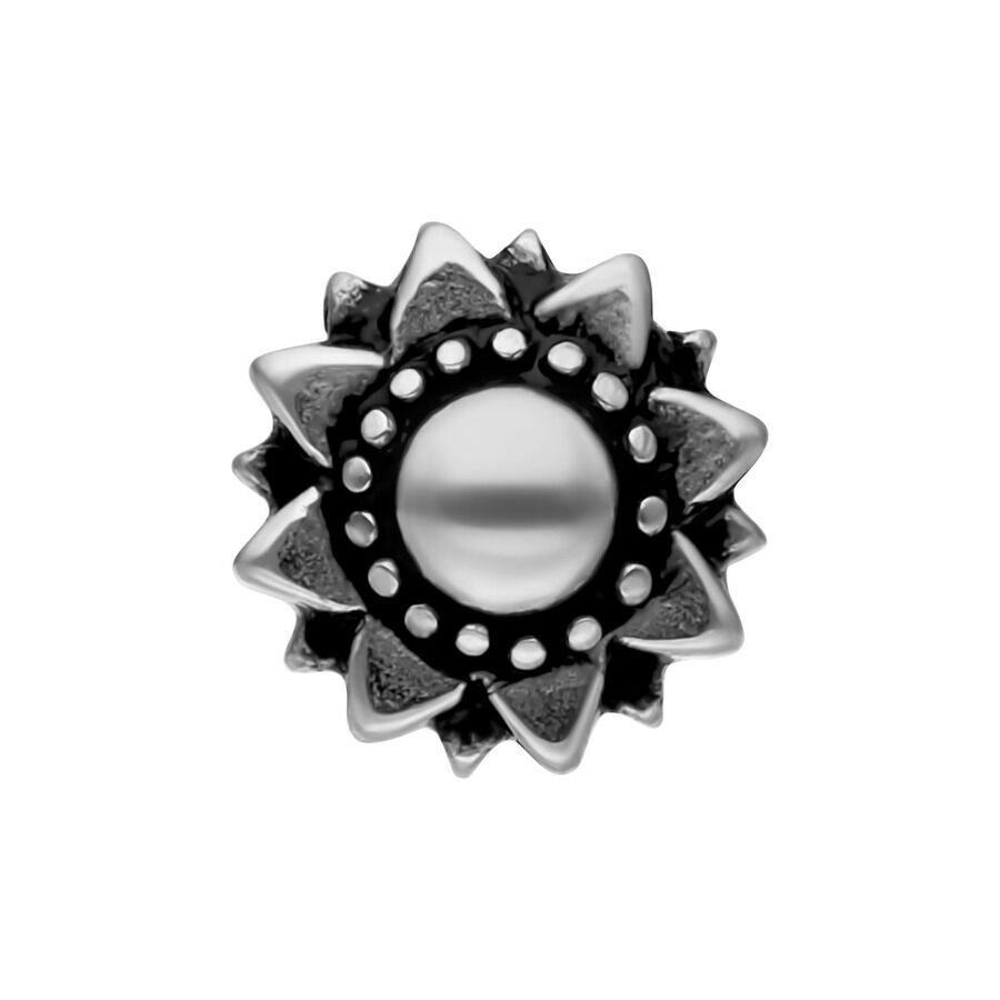Hopeinen Sunflower korva barbell lävistys Hopeinen Sunflower barbell kirurginteräksestä valkoisella taustalla