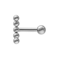 Titan korvakoru barbell hopeaa pallolla Hopeinen titaaninen korvakoru barbell pallolla valkoisella taustalla