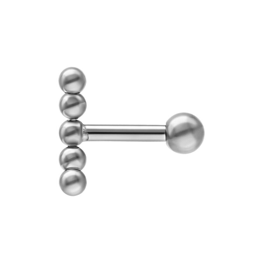Titan korvakoru barbell hopeaa pallolla Hopeinen titaaninen korvakoru barbell pallolla valkoisella taustalla