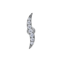 Hopeinen Crystal Wave korvakoru titaanista Hopeinen korvakoru titaanista kristalleilla valkoisella taustalla