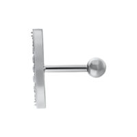 Hopeinen Crystal Wave korva barbell Hopeinen korva barbell kristalleilla valkoisella taustalla
