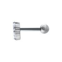 Hopeinen Kristalli Lotus Korvakoru Barbell Hopeinen korvakoru barbell kristalli lotus -designilla valkoisella taustalla