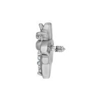 Hopeinen mehiläiskoriste kristalleilla, 0,8 mm Hopeinen mehiläiskoriste kirurginteräksestä kristalleilla, kierteen halkaisija 0,8 mm