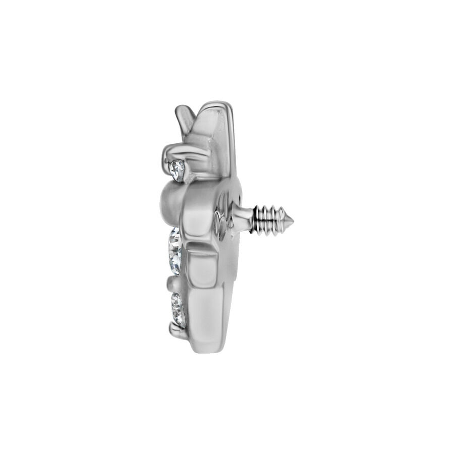 Hopeinen mehiläiskoriste kristalleilla, 0,8 mm Hopeinen mehiläiskoriste kirurginteräksestä kristalleilla, kierteen halkaisija 0,8 mm