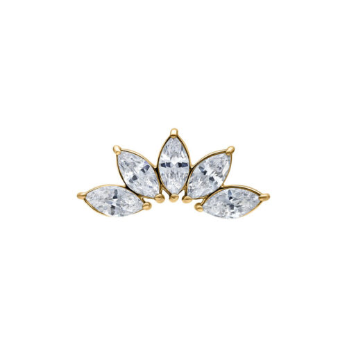 Kultainen Marquise -koriste kristalleilla, 0,8 mm kierre, valkoisella taustalla