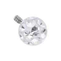 Valkoinen Kristalli-Piercing Kappale 3mm Valkoinen piercing-kappale kristallinkirkkailla kivillä, 3,0 mm pallo, 0,8 mm kierre