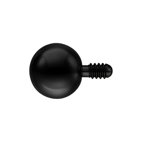 Musta 2,5 mm labret-pallo valkoisella taustalla, titaania