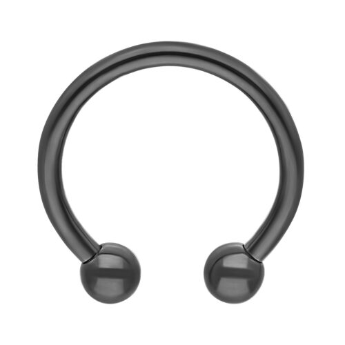 Musta titaaninen Circular Barbell ulkokierteellä valkoisella taustalla