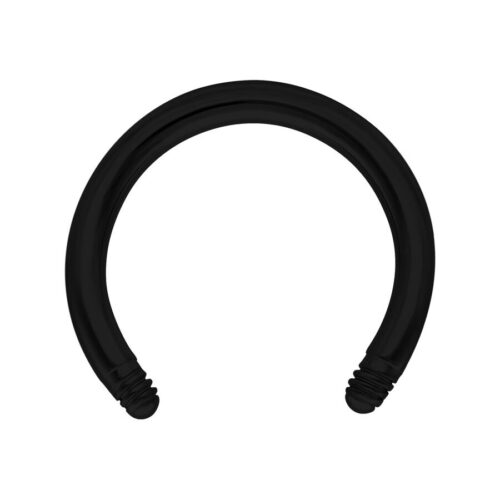 Musta Circular Barbell titaanista ulkokierteellä valkoisella taustalla