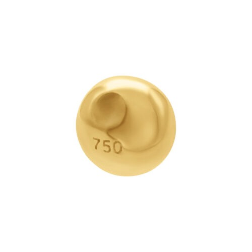 Kultainen 18k Clip In Pallo, jossa 750-kaiverrus valkoisella taustalla