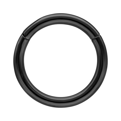 Musta titaaninen sarana-rengas, 14mm sisähalkaisija, 1mm paksuus valkoisella taustalla