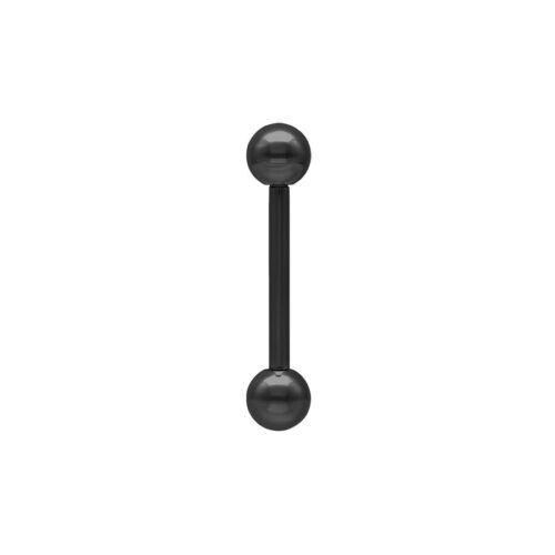 Musta titaani barbell kahdella pallolla valkoisella taustalla