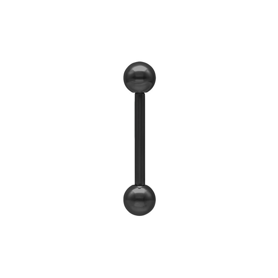 Musta titaani barbell kahdella pallolla valkoisella taustalla