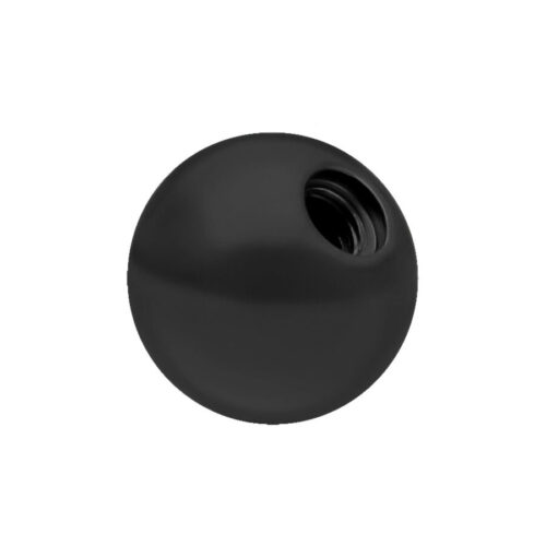 Musta titaani-pallo sisäkierteellä valkoisella taustalla