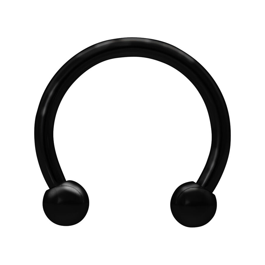 Musta Circular Barbell 1,6 mm paksuus Musta Circular Barbell kirurginterästä, 1,6 mm paksuus, 9,0 mm sisähalkaisija, 4,0 mm pallokoko