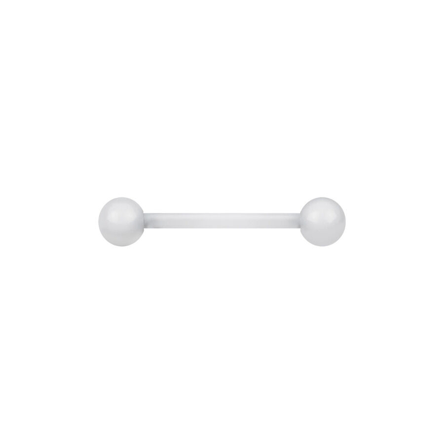 BioPlast® Kirkas Mikro Barbell, 1,2 mm Kirkas Mikro Barbell Bioplastista kahdella pallolla, valkoisella taustalla