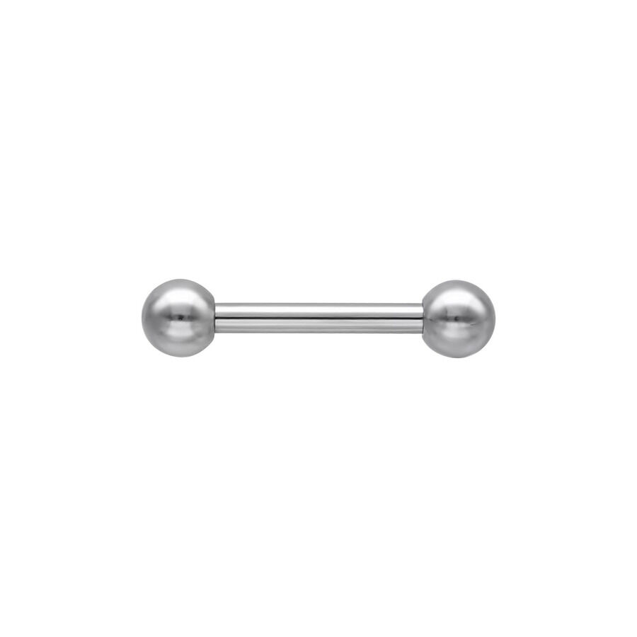 Hopeinen teräs barbell lävistys 10mm Hopeinen barbell lävistys kirurginteräksestä valkoisella taustalla