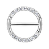 Hopeinen Nännikoru klipsillä ja kristalleilla, 12mm Hopeinen nännikoru klipsillä ja kirkkailla kristalleilla, 12mm