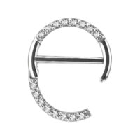 Hopeinen Pave Set Nännikoru 12mm Hopeinen nännikoru kristalleilla, 12mm pituus, valkoisella taustalla