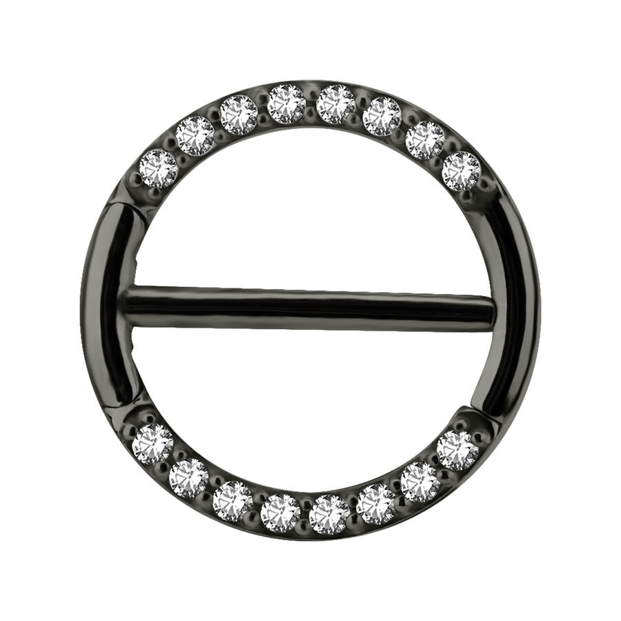 Pave Clicker kirkkailla kristalleilla Musta Pave Nänniklikkeri kirkkailla kristalleilla valkoisella taustalla