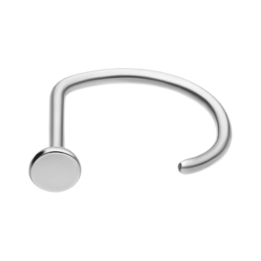 Hopeinen Nosestud Bent nenäkoru, 1.0 mm paksuus, 9.0 mm halkaisija, valkoisella taustalla