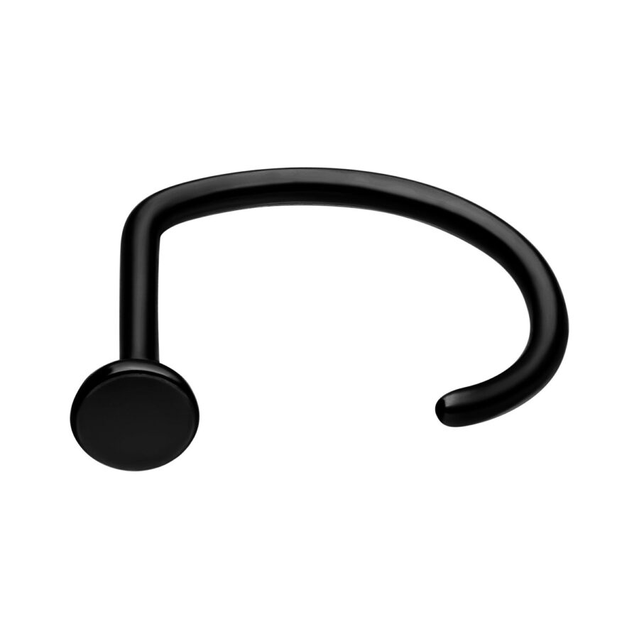 Musta titaaninen nenäkoru, 0,8 mm paksu, valkoisella taustalla