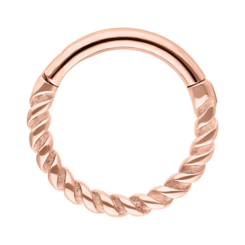 Ruusukultainen Twisted Rope Clicker, paksuus 1,2 mm, sisähalkaisija 5,0 mm