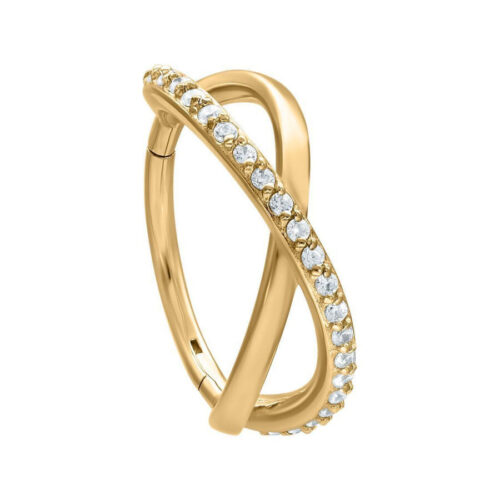 Kultainen Infinity Crystal Clicker kirkkailla kristalleilla, 8,0 mm sisähalkaisija