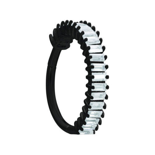 Musta Euphoria Clicker kirkkailla kristalleilla, 8,0 mm halkaisija, valkoisella taustalla