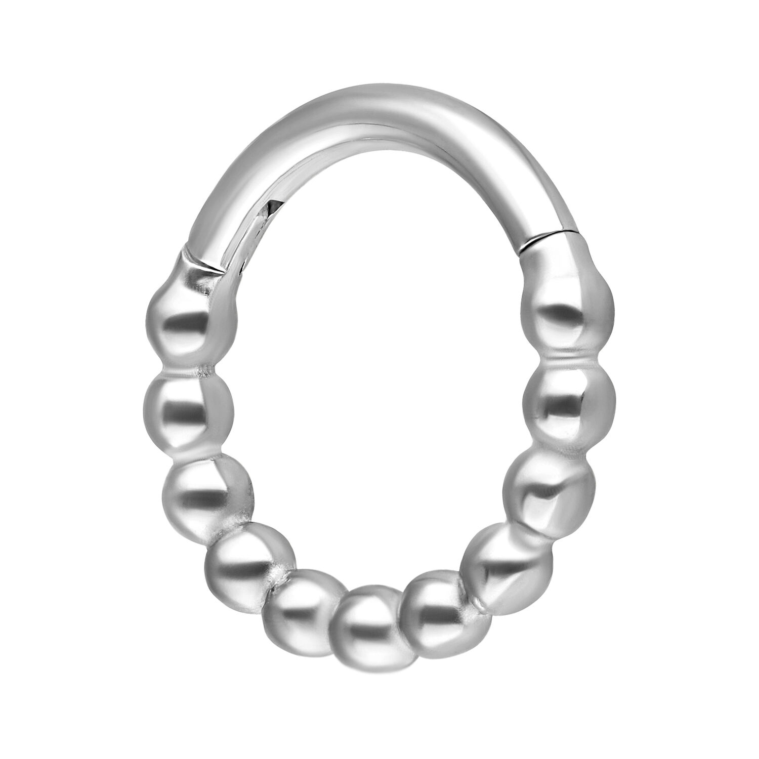 Hopeinen Ball Chain Clicker 6,0 mm Hopeinen Ball Chain Clicker, jonka sisähalkaisija on 6,0 mm, valkoisella taustalla