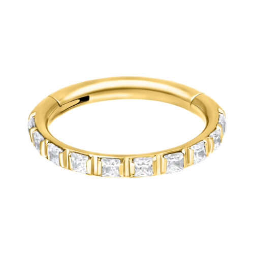 Kultainen septum clicker kristalleilla, 10,0 mm halkaisija