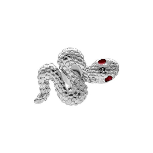 Hopeinen Snake Barbell punaisilla silmillä valkoisella taustalla