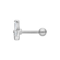 Hopeinen barbell kirkkaalla kristallilla valkoisella taustalla