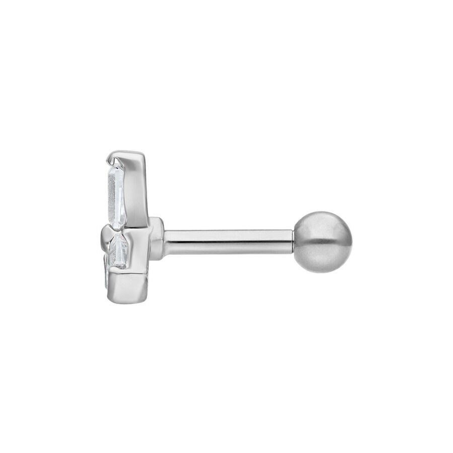 Hopeinen barbell kirkkaalla kristallilla valkoisella taustalla