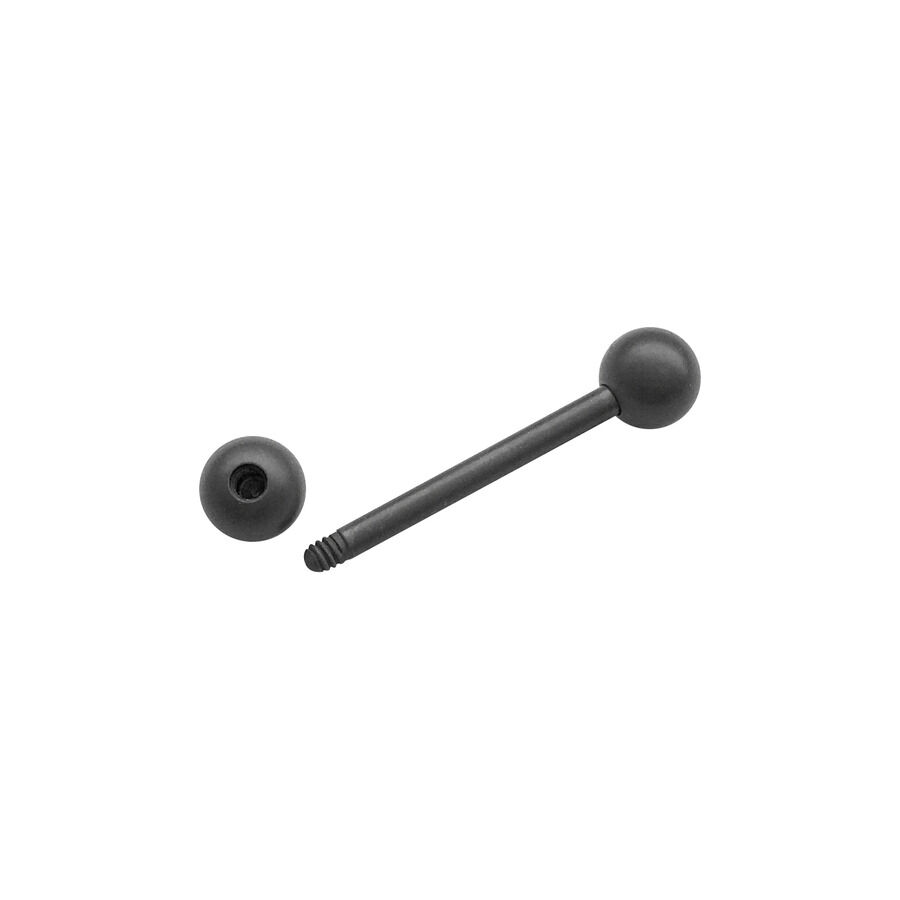 Grafiitinharmaa titaanibarbell ulkokierteellä, 5 mm pallo, valkoisella taustalla