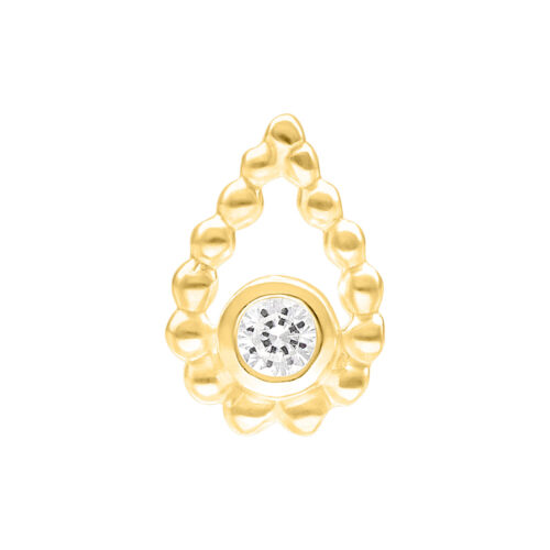 Kultainen Push Fit Bead Drop -lisäosa kirkkaalla kristallilla valkoisella taustalla
