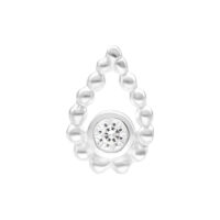 Hopeinen Push Fit Bead Drop -lisäosa Hopeinen lisäosa kristallilla valkoisella taustalla