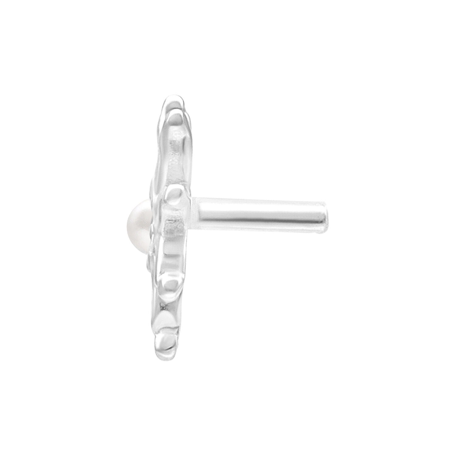Hopeinen Push Fit Bloom -lisäosa 7mm Hopeinen Bloom-lisäosa Push Fit -kierteellä valkoisella taustalla