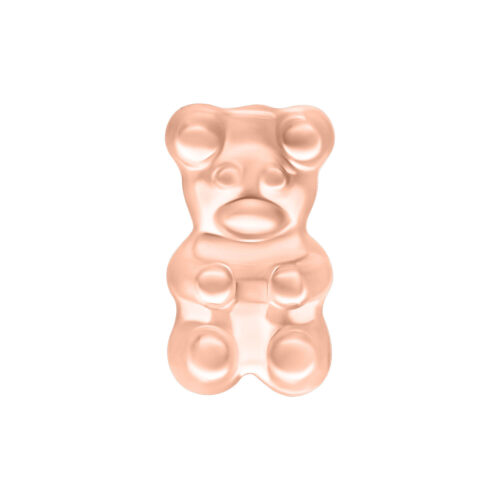 Ruusuinen kultainen Gummi Bear -lisäosa hopeasta valkoisella taustalla