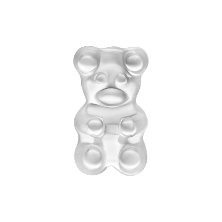 Hopeinen Gummi Bear -pää karhun muodossa valkoisella taustalla