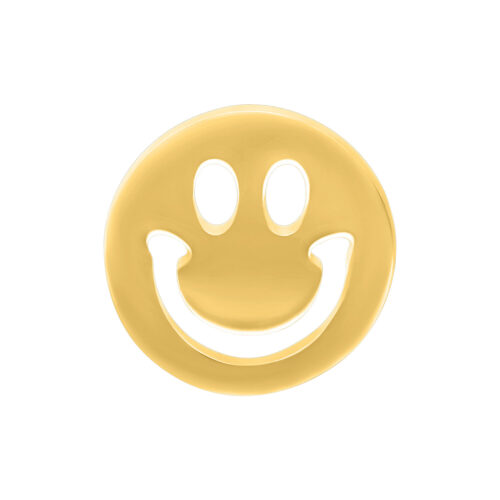 Kultainen Smiley -koriste Push Fit -järjestelmään valkoisella taustalla