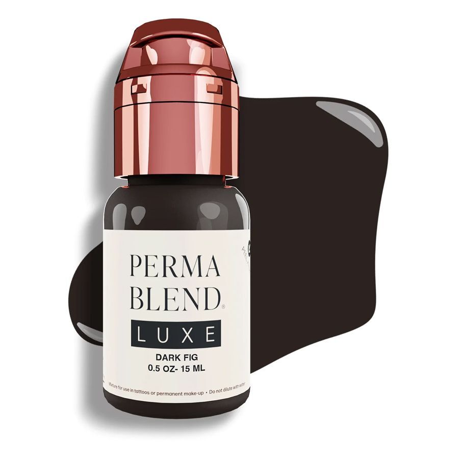 Perma Blend Luxe PMU Muste mustana, 15 ml pullo valkoisella taustalla
