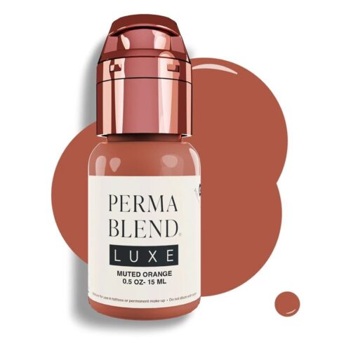 Perma Blend Luxe PMU Ink -pullo miedossa oranssissa valkoisella taustalla