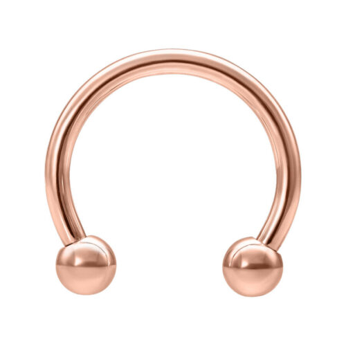 Ruusuinen kultainen Circular Barbell kirurginteräksestä valkoisella taustalla