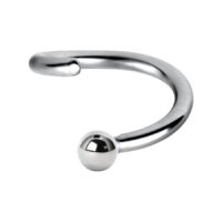 Hopeinen Continuous Ball Closure Ring, 1,0 mm Hopeinen Ball Closure Ring kirurginteräksestä, 9 mm sisähalkaisija, valkoisella taustalla