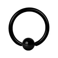 Musta Continuous-rengas 0,8mm, 6mm halkaisija Musta Continuous Ball Closure -rengas kirurginteräksestä, 0,8 mm paksuus, 6,0 mm sisähalkaisija valkoisella taustalla